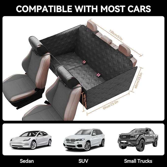 Back Seat Extender for Dogs – Waterproof Dog Seat Cover for Back Seat with Door Protection, Hard Bottom, Holds 420 lbs Dog Hammock for Cars, SUVs & More