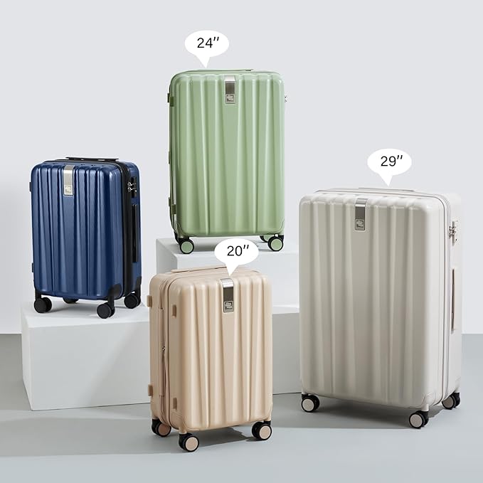 Hanke Expandable Hard Shell Luggage Sets 2 piece Carry on Luggage with Wheels Suitcases Lightweight Checked Travel Luggage Rolling Large Suitcase Travel Luggage Bag Woman Men 20/29 Inch Cuba Sand Pink