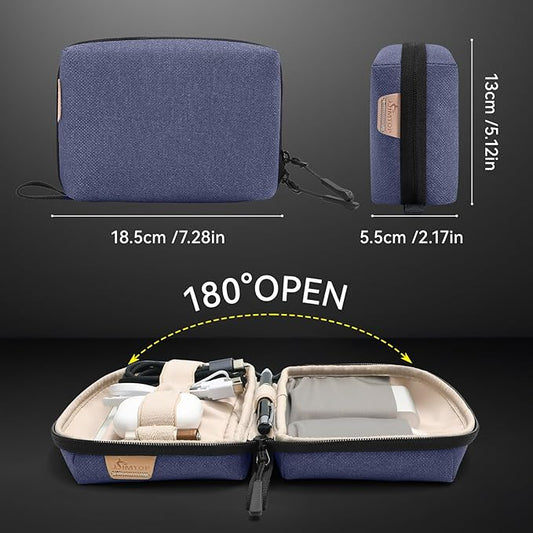 SIMTOP Electronics Organizer Cord Organizer Travel, Small Tech Bag for Cords, Chargers, Power Bank, Earbuds โ Portable Cable Pouch for Office, Business Trip, Commute โ Water & Scratch-Resistant