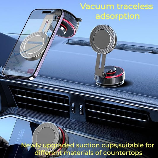2026 Upgraded Vacuum Magnetic Mobile Phone Holder Cars for Magsafe Car Mount, Exclusive Metal Adjustable Telescopic Rod,Suction Cup Mobile Phone Holder for iPhone17 Pro Max 16 15 14 13 12 & Samsun