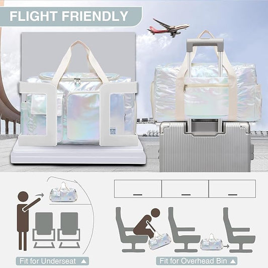 Small Gym Bag for Women, Travel Duffle Bag Carry On Weekender Bag with Shoe Compartment