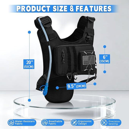 Outdoor Hydration Vest for Running & Hiking, Lightweight Breathable Water Backpack with 2.0L Bladder, Bounce-Free Chest Pack for Marathon, Cycling, Trekking for Men and Women