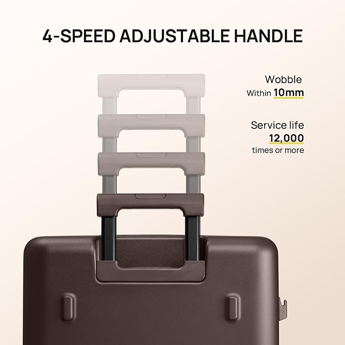 NINETYGO Carry On Luggage 22x14x9 Airline Approved, 20 Inch Suitcase with Front Compartment & Cup Holder, Coffee-Infused PC Hard Shell, Eco-Friendly, TSA Lock, 360° Spinner Wheels (Latte)