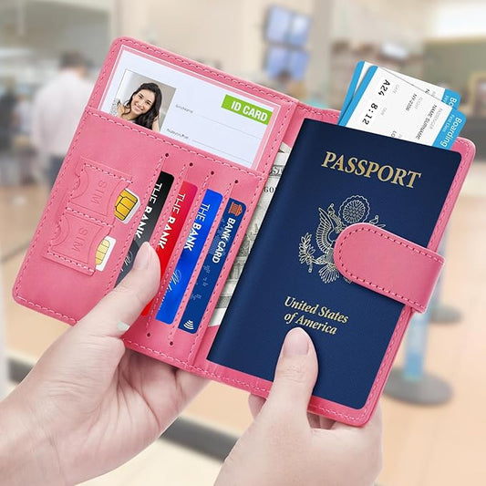 Herain Passport Holder for Travel Cruise Essentials, 2 Pcs Passport Cover Wallet Case Women Men Family, RFID Passports Book Card Holders Travel Accessorie Gifts Must Haves