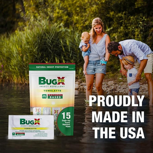 CoreTex Bug X FR DEET-Free Insect Repellent Wipes - Pack of 100 Single-Use, Naturally Derived Geranium Oil Bug Wipes - Protects Against Mosquitoes - Travel Size Mosquito Repellent Towelettes