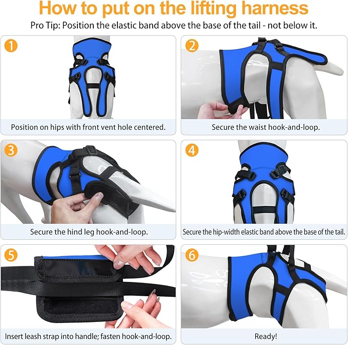 LIANZIMAU Dog Sling for Large Dogs Adjustable Hind Leg Support Lift Harness Help em up Harness Senior Canine Mobility Aid Carrier for Back Legs Walking Rehabilitation