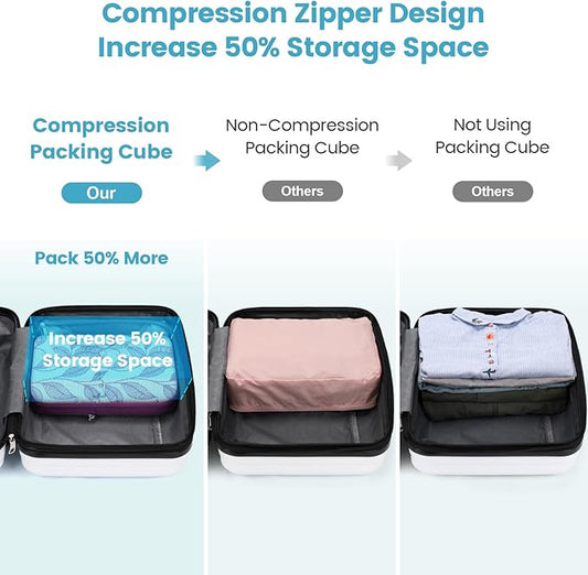 Cambond Compression Packing Cubes for Travel Women - Travel Bags Luggage Organizers Travel Essentials Compression Cubes for Travel Carry on Suitcases Organizer