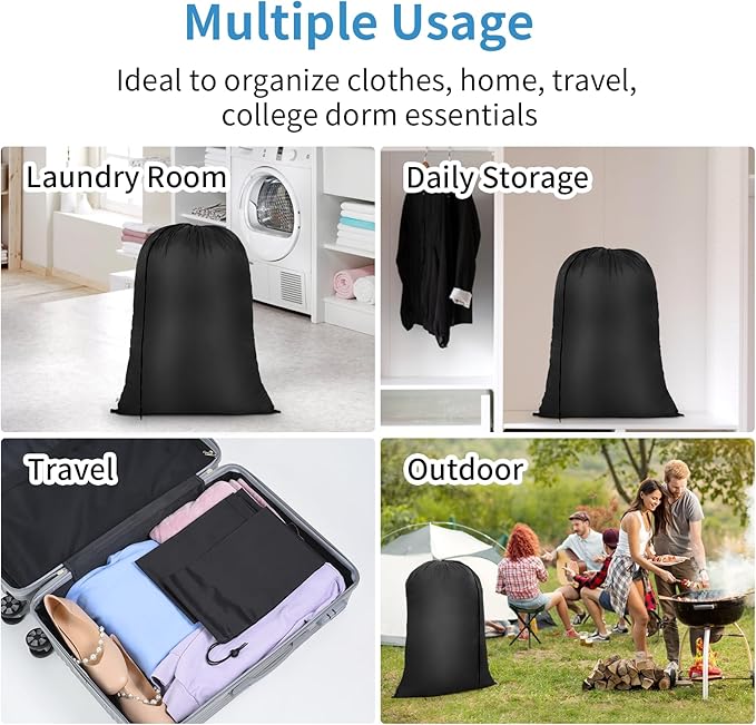 OTraki Large Laundry Bag 28x40 inch Heavy Duty Laundry Hamper Line Bag Dirty Clothes Organizer Drawstring Laundry Bag Machine Washable for Camp Home Tral Dorm Black