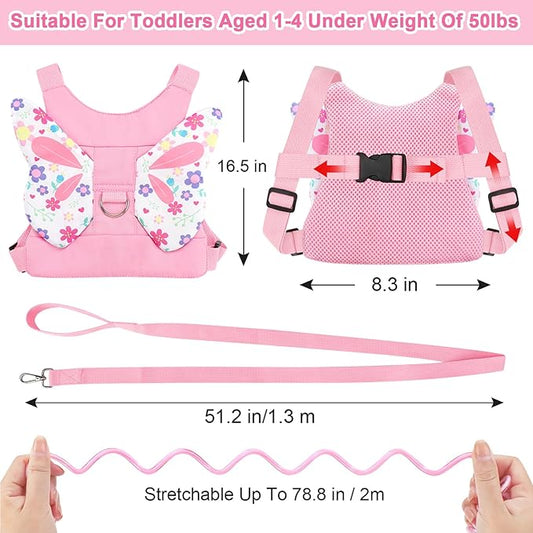 Accmor Toddler Harness Leash, Cute Butterfly Kids Leash + Anti Lost Wrist Link for Outdoor Travel, Adorable Child Walking Harness Wristband Assistant Strap Belt Keep Kids Close for Baby Boys Girls