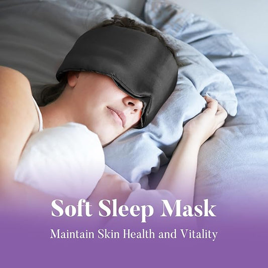 Satin Sleep Mask - Updated Design Light Blocking Eye Mask for Men and Women, Soft and Comfortable Night Sleeping Mask, Eye Cover for Travel/Sleeping (Black)