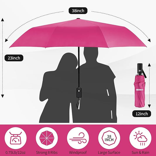 Seniny Windproof Travel Umbrella, Automatic Umbrellas for Rain, Portable & Compact Umbrellas for Backpack, Strong UV for Protection, Folding Small Sun Umbrella for Car, Walking