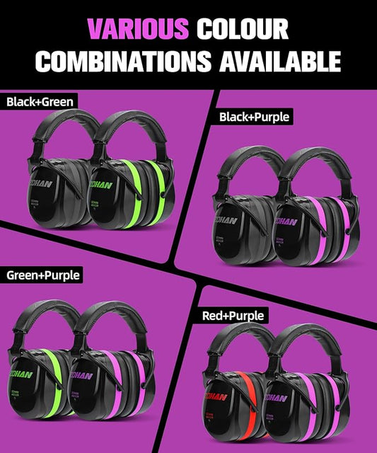 ZOHAN 012 Noise Reduction Earmuffs 2 Packs for Hearing Protection, NRR 28dB Adjustable Safety Ear Muffs for Mowing, Autism