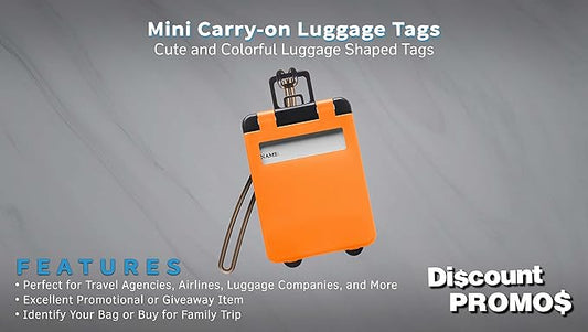 10 Mini Carry-on Luggage Tags Pack - Flip Open Cover, ID Sticker - Orange