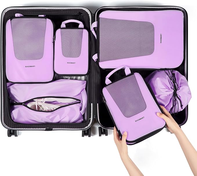 BAGSMART Compression Packing Cubes for Travel, 6 Set/5 Set/4 Set, Compression Suitcase Organizer Bags Set for Suitcases Travel Essentials, Lightweight Packing Organizers