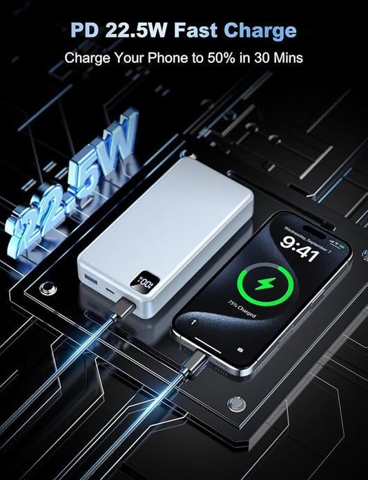 Portable Charger Power Bank 56800mAh Battery Pack-22.5W Fast Charging with USB C & LED Display, 3 Outputs High Capacity Portable Power Bank for iPhone 16/15/14/13 Series, Samsung, iPad etc