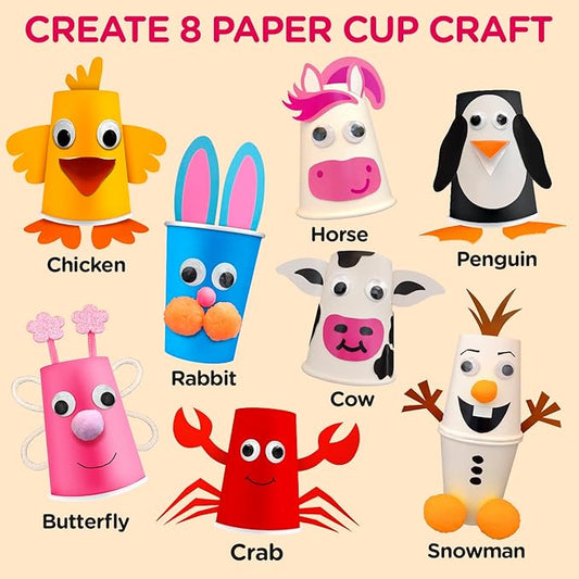 Arts and Crafts Kit for Kids Ages 3, 4, 5, 6 – Create 8 Cute Animal Projects – Gift Set for Girls & Boys