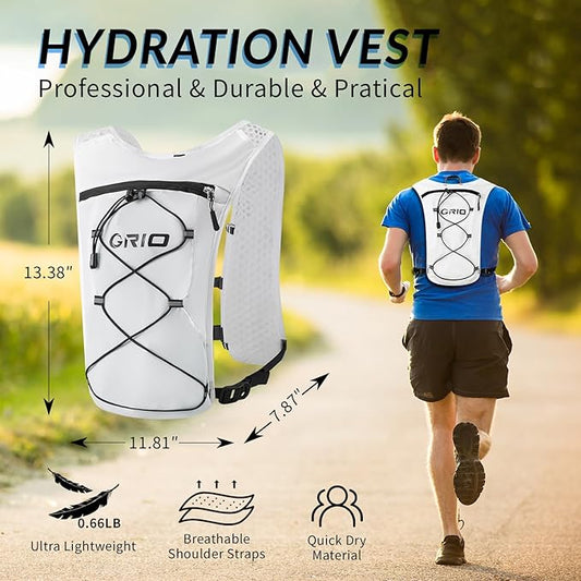 Running Vest for Women Men, Adjustable Chest Straps Running Hydration Vest with 1.5L Water Bladder, Lightweight Breathable Reflective Hydration Pack for Marathon, Trail, Hiking, Cycling