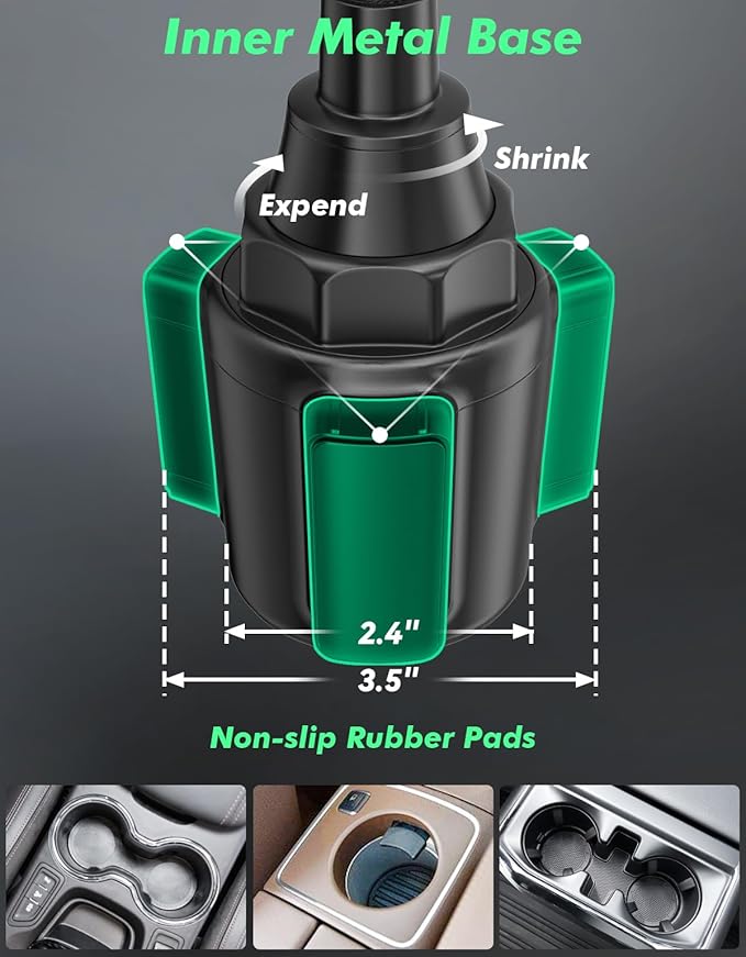 Cup Phone Holder for Car, Upgraded Car Phone Holder Phone Mount for Car with Expandable Base, Cell Phone Cradles Compatible with iPhone Samsung All 4.0-7.0 inches Phones