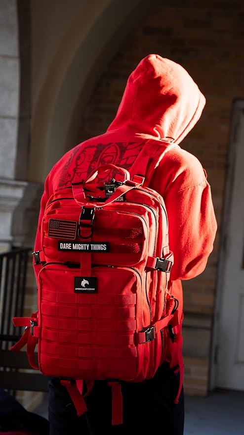 AMERICANPHOENIX 45L Elite Tactical Backpack | 3X Stronger Work & Military Backpack | Water Resistant and Heavy Duty | 3 Day MOLLE Bug Out Bag (Scarlet Sage)