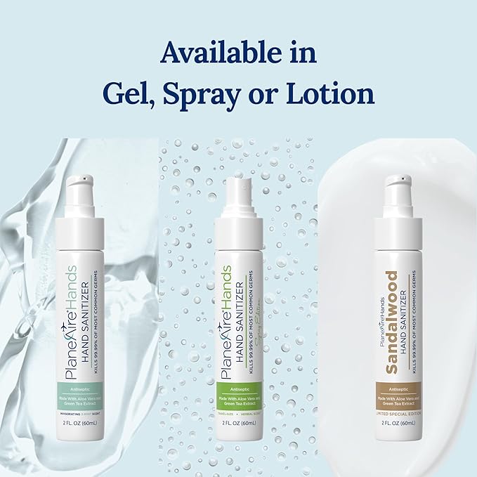 Sandalwood Lotion Hand Sanitizer | Travel Essential | TSA-Approved | Moisturizing Hand Lotion | Made with Aloe Vera & Essential Oils | Rich in Vitamin E | Cleanse & Moisturize | Travel Size | 3-Pack