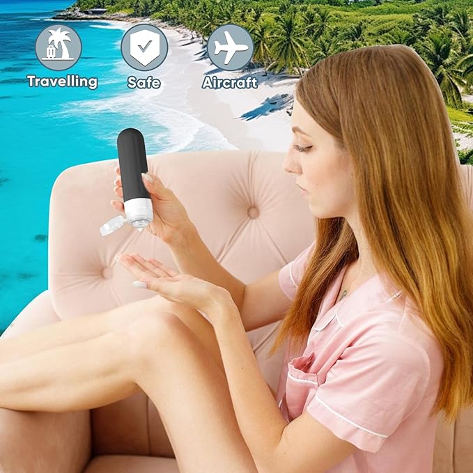 Landisun Travel Size Toiletries Essentials Bottles 18Pack Containers Travel-Bottles Leak Proof Black