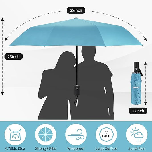 Seniny Windproof Travel Umbrella, Automatic Umbrellas for Rain, Portable & Compact Umbrellas for Backpack, Strong UV for Protection, Folding Small Sun Umbrella for Car, Walking