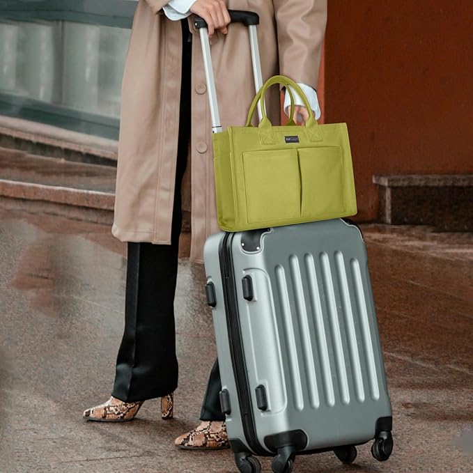 TOPDesign Heavy-Duty Canvas Tote Bag for Women, Adjustable Crossbody/Shoulder Handbag with 9 Pockets, Everything Tote