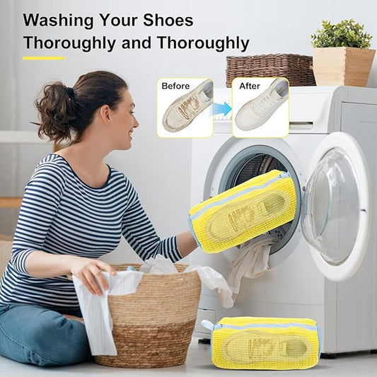 Shoe Bag for Washing Machine 2PCS, Reusable Laundry Shoe Bag for Washer & Dryer-Durable, All-Round Protection for Sneakers, Trainers, Casual Shoes