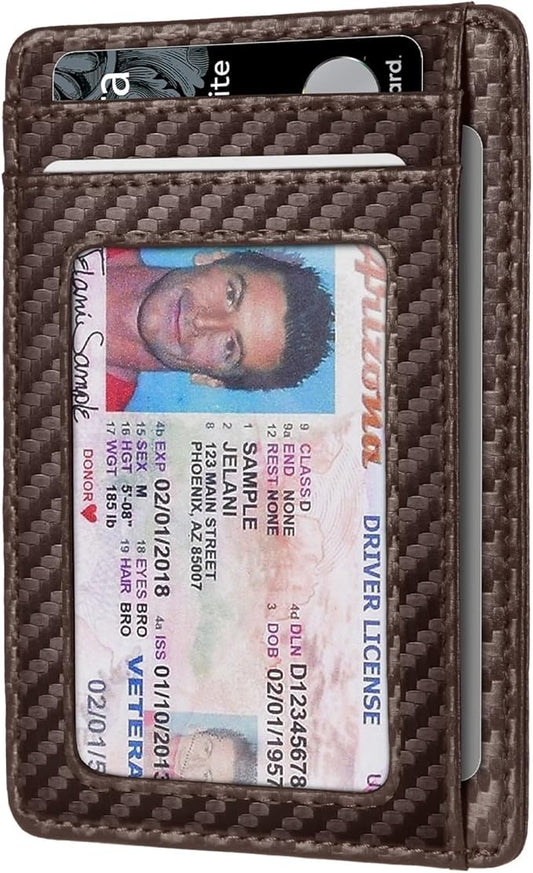 RUNBOX Slim ID Cases Minimalist Front Pocket RFID Blocking Leather Wallets for Men and Women Card Holder Wallets Gifts for men