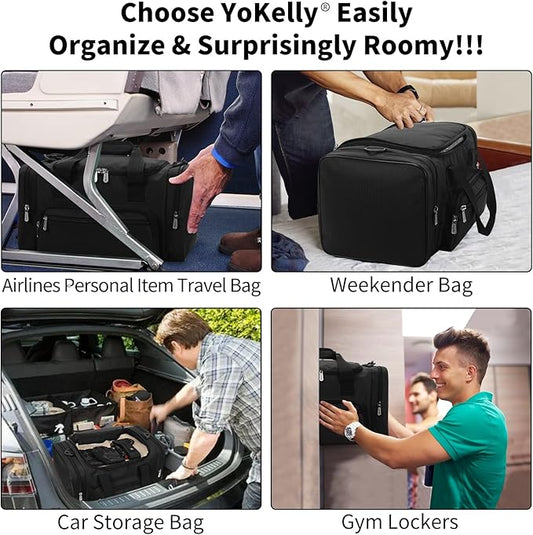Small Duffel Bag 17 inch Carry On Weekender Bag for Travel Gym Sport (17x10x9 in) - Black