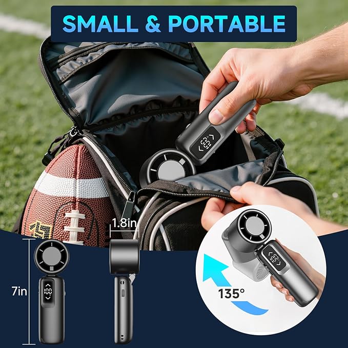 Guirngou Portable Handheld Turbo Fan, 1-100 Gear Wind, Battery Operated, Up to 23 Working Hours, 3 IN 1 Personal Fan with Air Turbo Tech, Cooling Essentials for Indoor/Outdoor