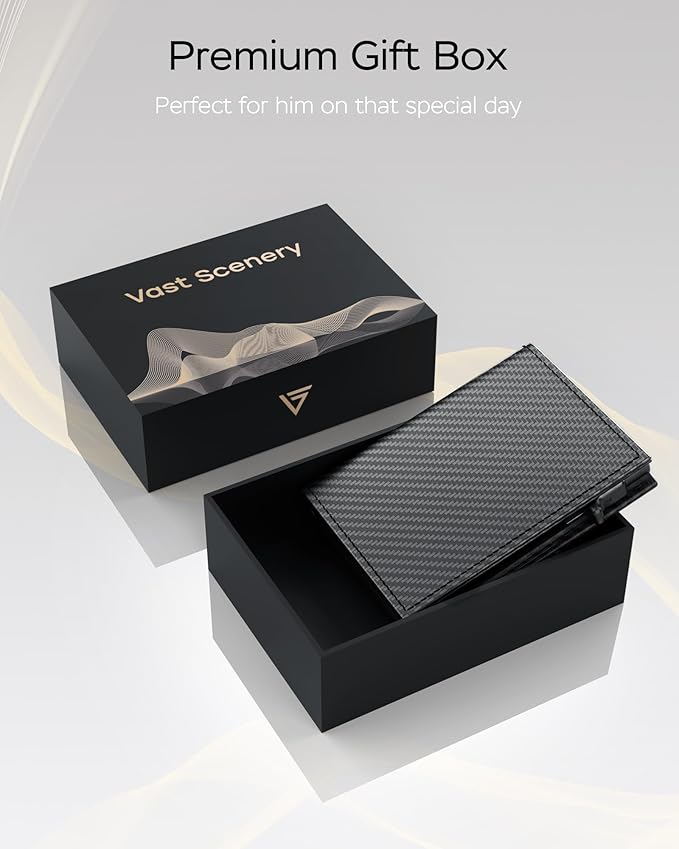 Wallet for Men - Sleek & Functional - Secure RFID Blocking Wallet with Smart Metal Pop Up Credit Card Holder, Minimalist Slim Front Pocket 11+ Cards ID Window Cash Slot, Gift for Him