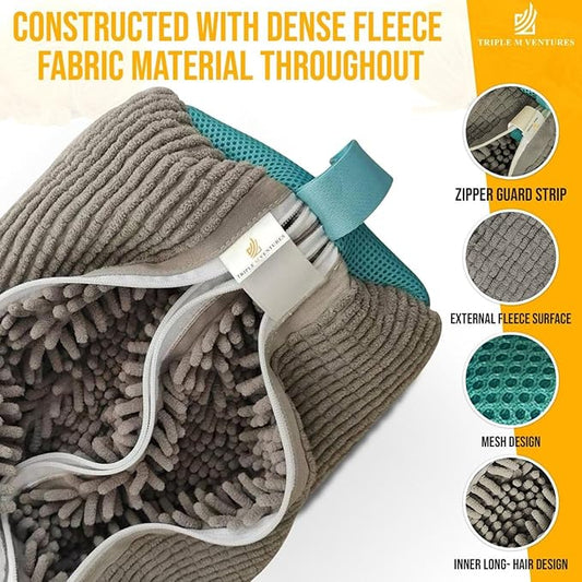 Double Shoe Washing Bag for Washing Machine, Grey, Polyester, 360 All-Round Cleaning, 2 Pack, 2 Pairs of Shoes Simultaneously, Zipper Closure