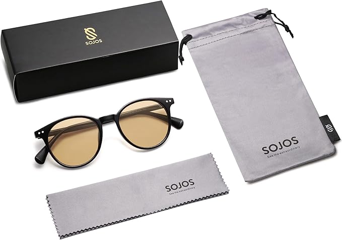 SOJOS Small Round Classic Polarized Sunglasses for Women Men Vintage Style UV400 Lens MAY SJ2113