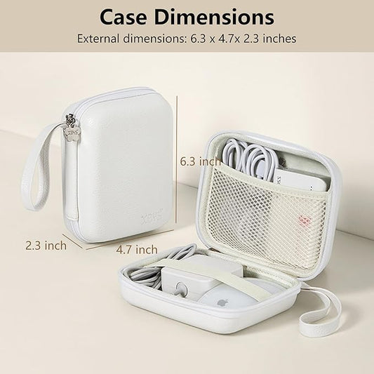 Charger Case for Macbook, Portable Tech Electronic Organizer Bag,Travel Storage Pouch for Laptop Accessories, MacBook Power Adapter, Charging Cords, USB Drives, Power Bank (White, L)