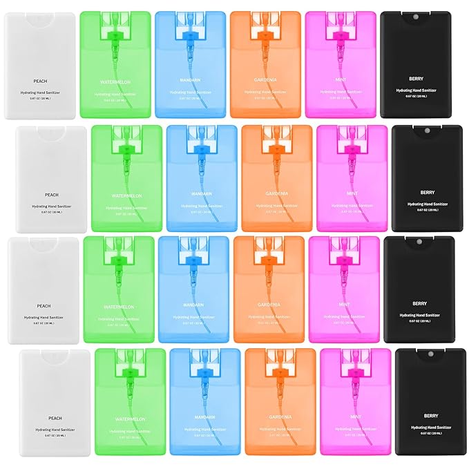 6 Pack Hand Sanitizer Spray Bulk Travel Size Hand Sanitizer Spray Mini Hydrating Pocket Gifts for Coworker Staff Teacher Holiday Favor(Clear,Classic)