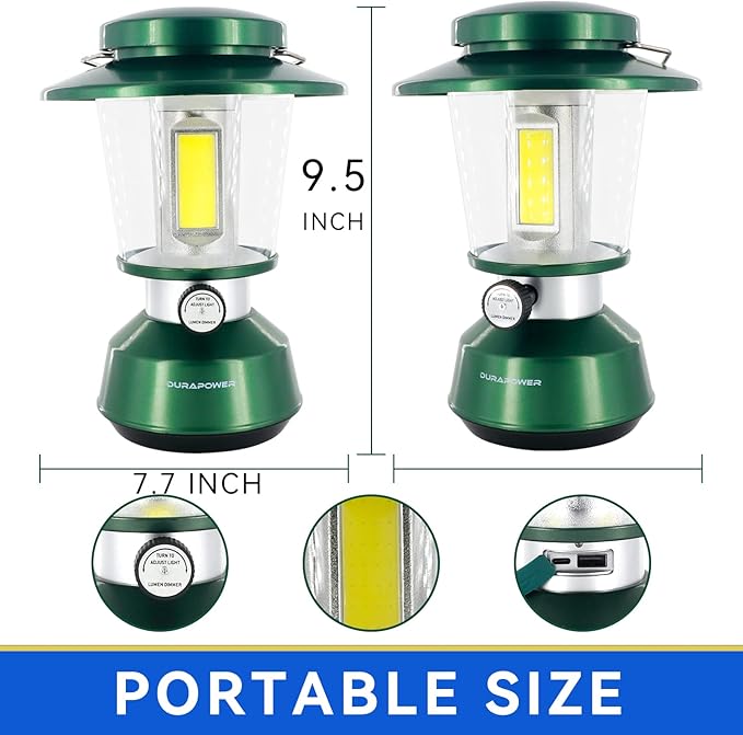 Durapower Rechargeable Camping Lantern,2800 Lumen Super Bright LED Camping Lantern, 5400 mAh Power Bank, IP44 Waterproof, 20 Hours, Portable Lantern for Hurricane, Power Outages