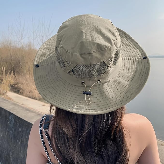 Fishing Hat UPF50+ Wide Brim Sun Hat for Men Women, Water Resistant Summer Sun Protection Safari Hat Hiking Bucket Hat