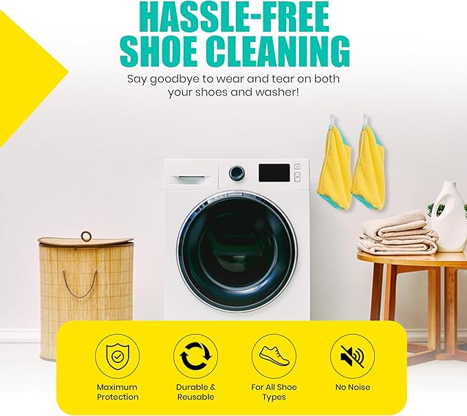 XXL Shoe Washing Machine Bag: Laundry Bag for Washing Machine - 2pc Reusable Cleaning Laundry bag for Sneaker, Tennis Shoe, Cleaner Kit, 360° Deep Clean with Shape keeper (2 PCS)