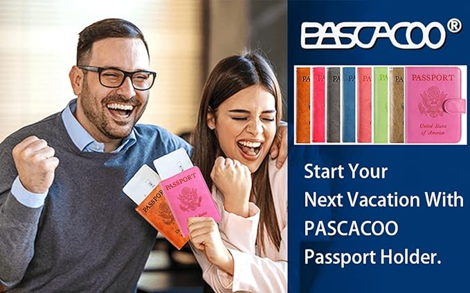 Passport Holder Cover Wallet RFID Blocking Leather Card Case Travel Accessories for Women Men (Purple)