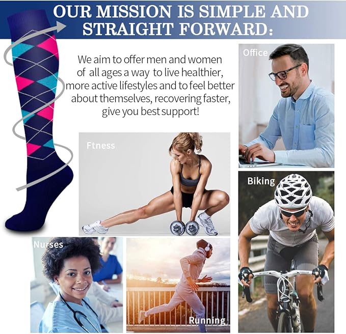 Laite Hebe Compression Socks For Women& Men circulation(8 Pairs),Socks-Best for Running,Sports,Hiking,Flight travel,Pregnancy