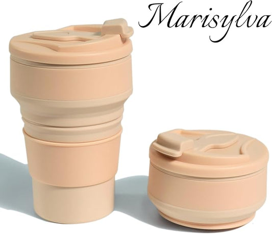 12oz Collapsible Water Bottles, Silicone Foldable Portable Travel Water Bottle, Folding Lightweight Reusable Leakproof for Traveling Camping Hiking Cycling Yoga Sports Pink