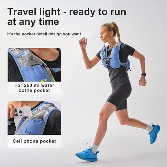 Running Vest with Water Bladder 1.5 Liter, Small Hydration Water Vest, Lightweight Hydration Pack Multi-Pocket 11x - for Hiking Race Trail Marathon for Women Men