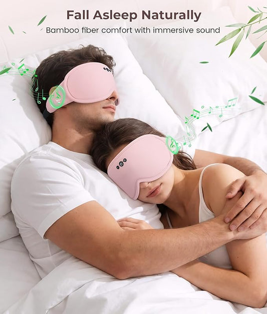 MUSICOZY Bamboo 3D Bluetooth Sleep Mask Headphones, Ultra-Soft Bamboo Fiber Wireless Sleep Headphones, Ultra-Thin Speakers, Double-Layer Detachable Eye Mask for Side Sleepers, Gifts for Men Women