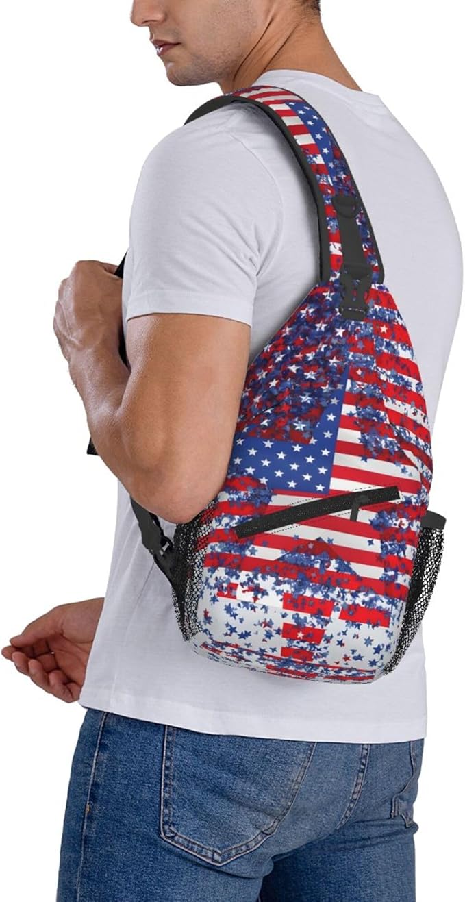 GJXFLSY American Flag Sling Backpack Crossbody Bag Casual Chest Bags Travel Hiking Daypack Shoulder Bag for Women Men