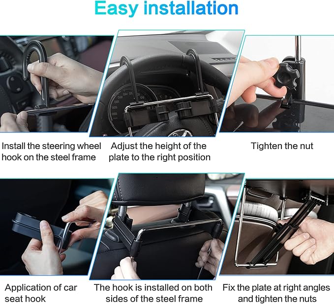 2 Pack Portable Foldable Car Seat Back Tray,Steering Wheel Tray for Eating, Drink, Laptop Stand Table (Black)