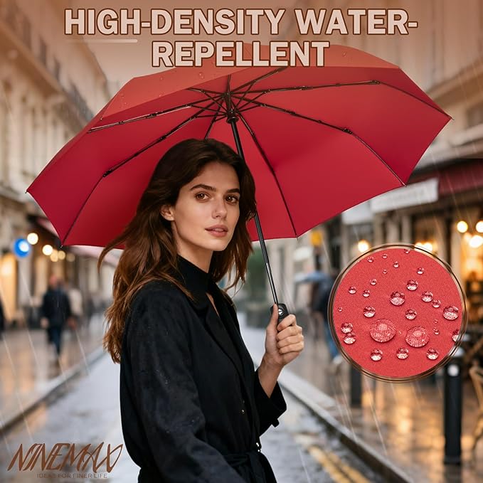 NINEMAX Travel Folding Umbrella Windproof for Men Women, Portable Compact Umbrellas Automatic Open and Close for Rain