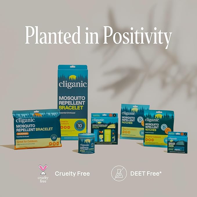 Cliganic Mosquito Repellent Microfiber Bracelets (40 Pack) - for Adults and Kids, DEET Free Wristbands