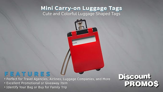 10 Mini Carry-on Luggage Tags Pack - Flip Open Cover, ID Sticker - Red
