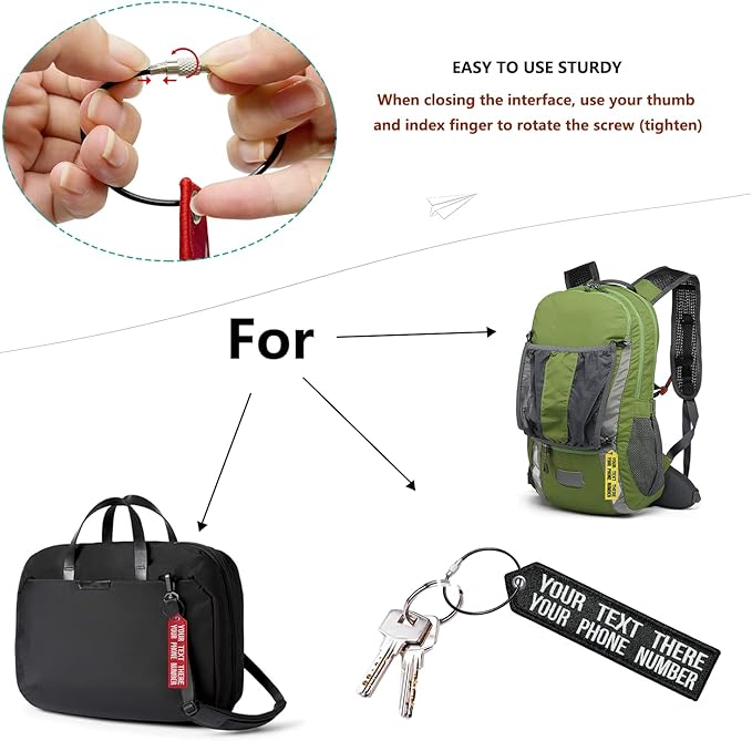 Personalized Luggage Tag, Customized Travel Suitcases Labels Tags with Stainless Steel Loop for Luggage,Crate,Belt,Key for Men Women Kids Girls Travel /2 Line